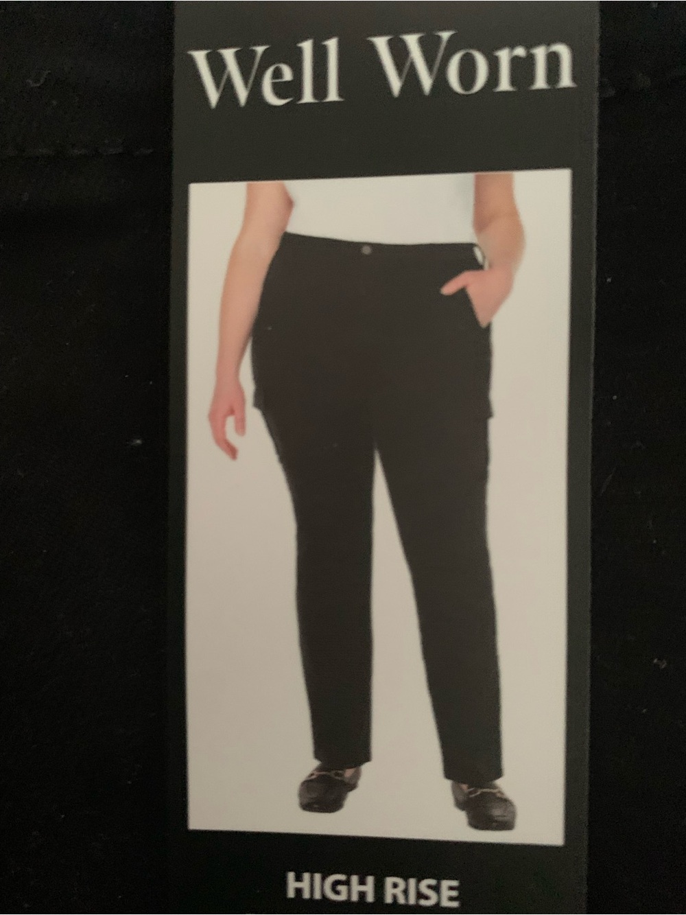 New Woman’s Well Worn Black High-Rise Straight Leg Trousers. Size 14